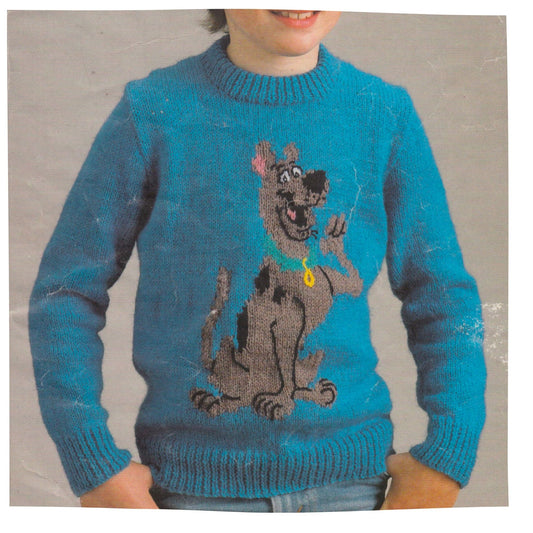 Scooby Doo Intarsia Sweater Vintage Knitting Pattern for Children (Copy)