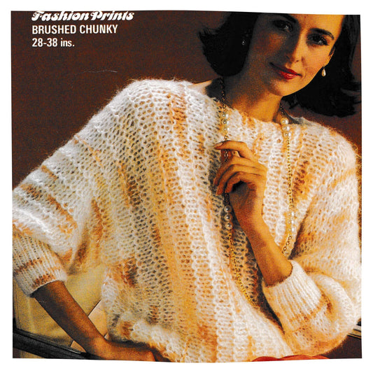 Ladies Side to Side Chunky Sweater Knitting Pattern PDF – 28 to 38 Inch Bust
