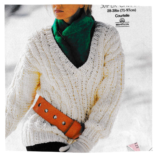 Super Chunky Sweater Women's Vintage Knitting Pattern