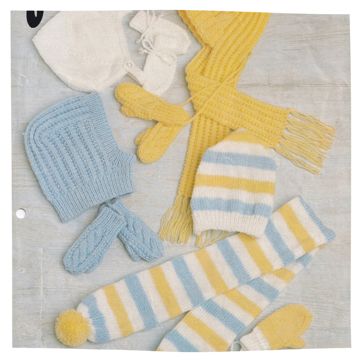 Baby Hats, Scarf and Mittens Knitting Pattern