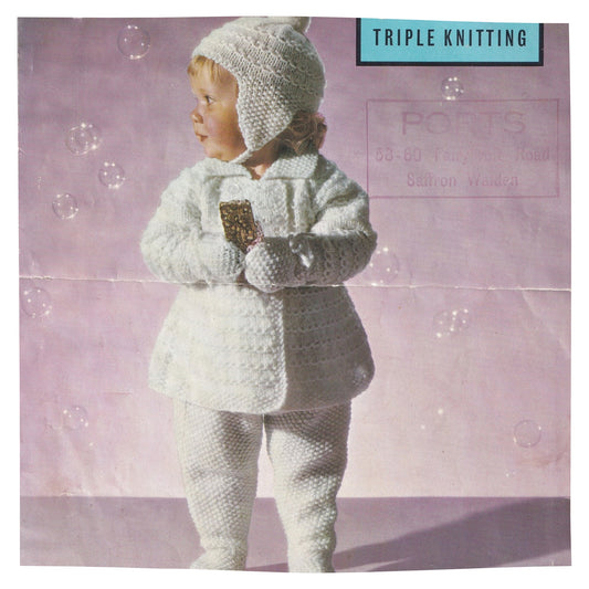 Baby & Toddler Pram Suit Knitting Pattern PDF, 3 Ply