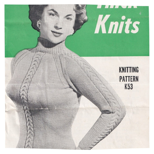 Reveille Thick Knits Knitting Pattern K53 for Women's DK Sweater and Cardigan