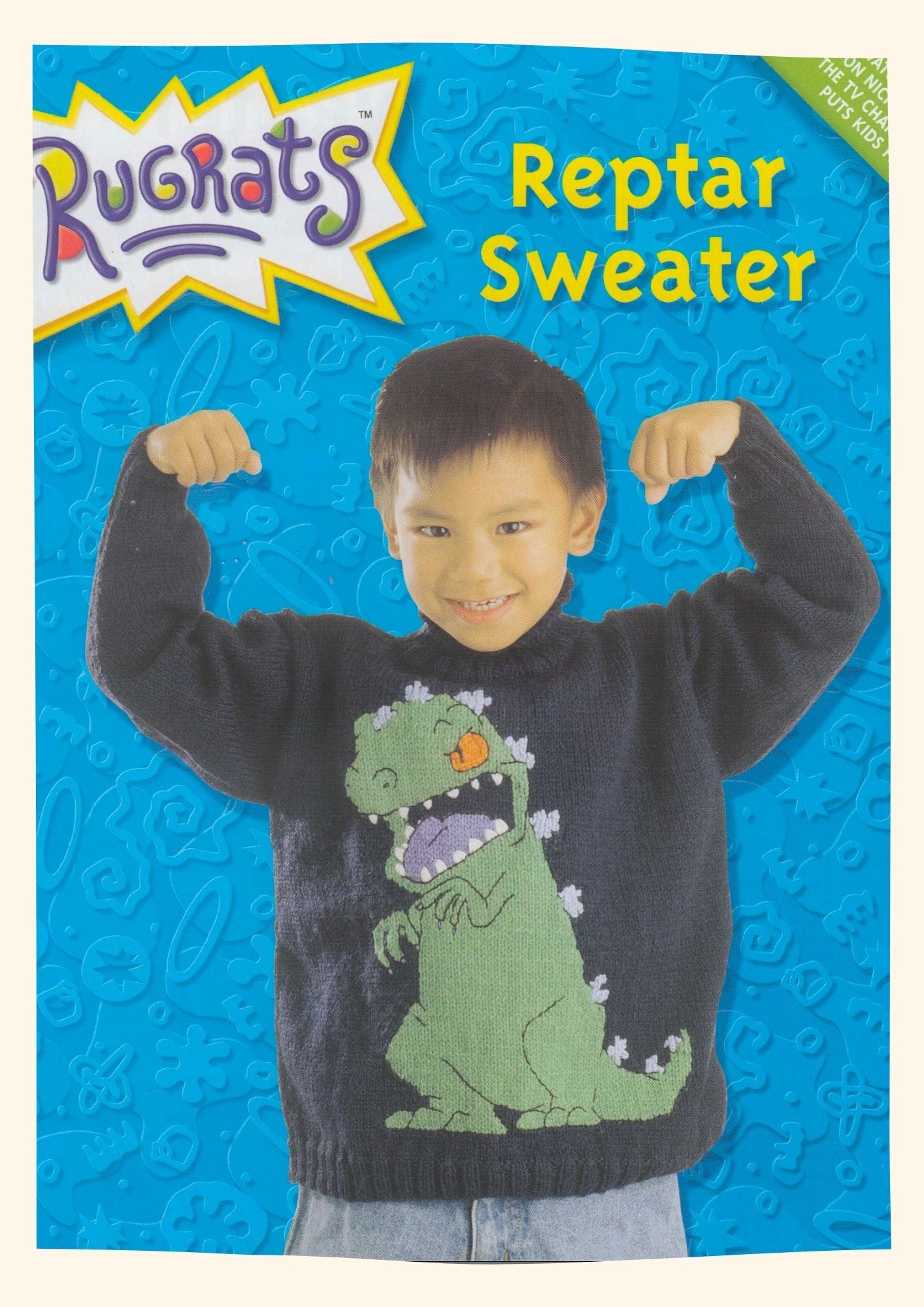 Vintage Knitting Pattern for Reptar Dinosaur Sweater for Children