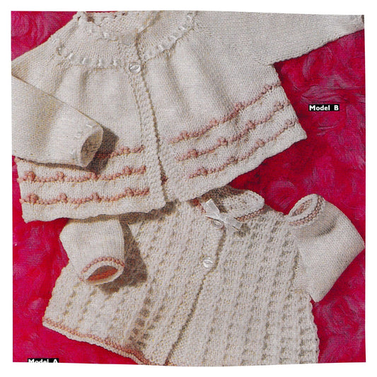 1960s Baby Matinee Coats Vintage Knitting Pattern PDF – 2 Designs in DK