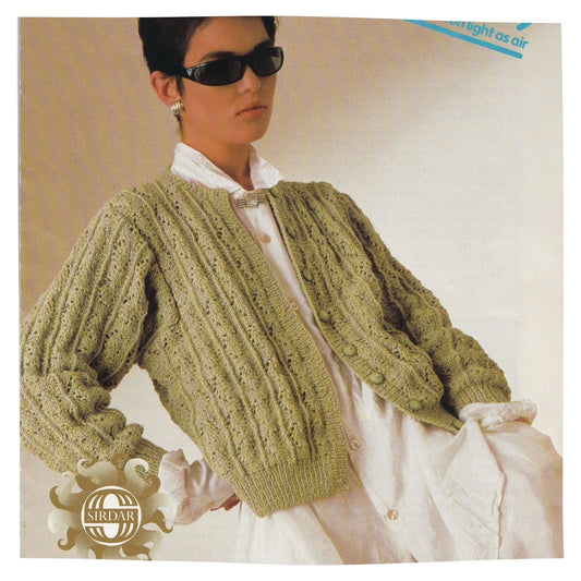 Ladies Textured Cardigan Knitting Pattern PDF – DK, 32 to 42 Inch Bust